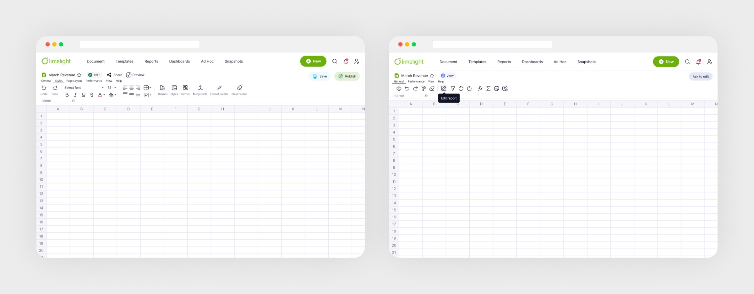 The toolbar: Excel's actions where finance people expect them