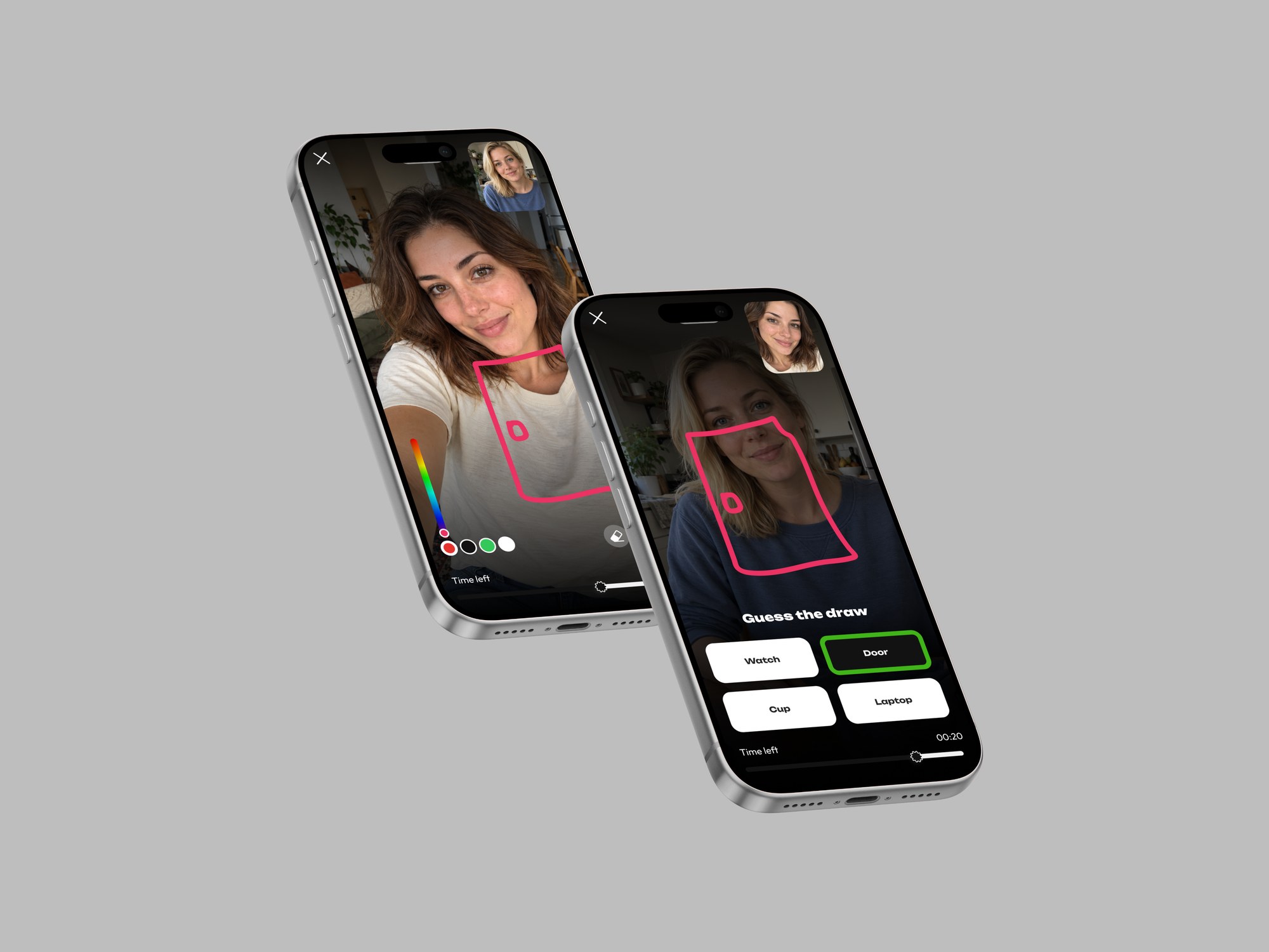 Drawing on the camera and guessing from four answers